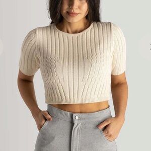 Soluna Collective Cream Knit Shirt Sz L